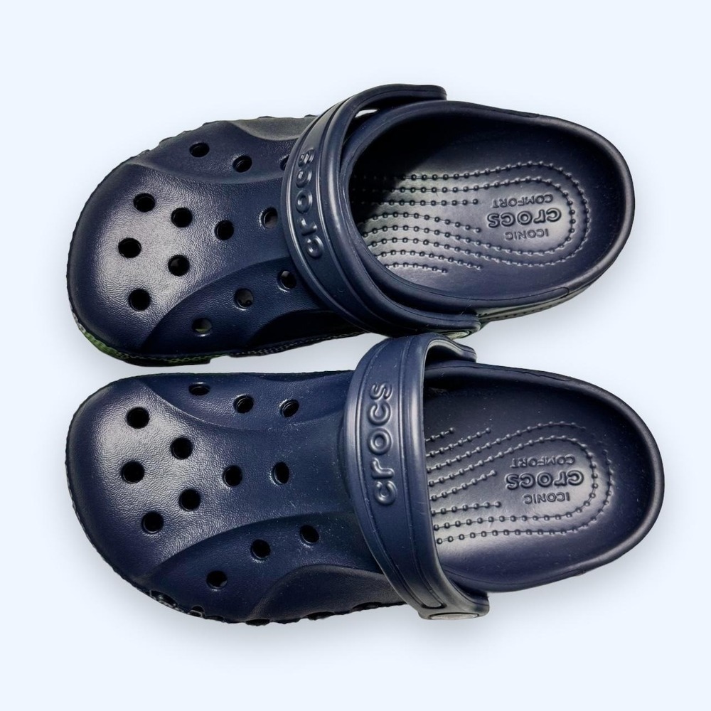 Crocs Baya Clogs Unisex Kids C12 Navy Blue Heel Strap Water Friendly Shoes NWT